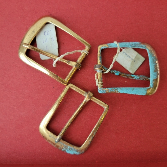 Bronze Buckle Trio ~ L.S. Ayres & Co.  Vintage  Antique? ~ Original Tag ~ *NOTE - Picture 2 of 16